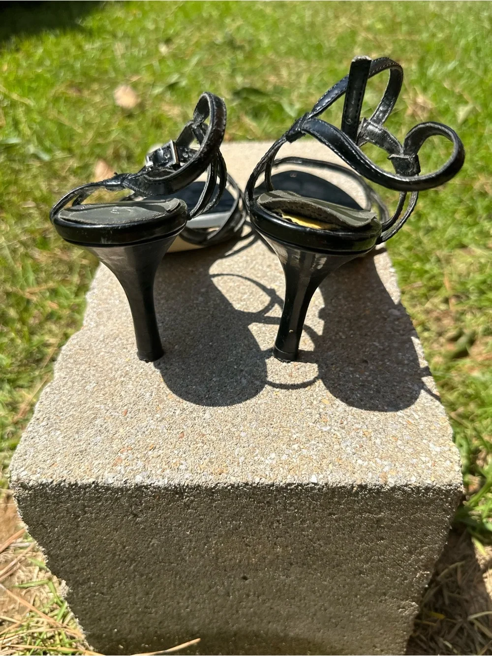 Cato Black Strappy Ankle-Heel Sandals